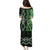 Green Aotearoa Puletasi Taniko Motifs With Paua Shell Kowhaiwhai