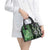 Green Aotearoa Shoulder Handbag Taniko Motifs With Paua Shell Kowhaiwhai