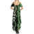 Green Aotearoa Summer Maxi Dress Taniko Motifs With Paua Shell Kowhaiwhai