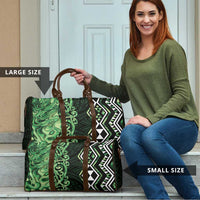 Green Aotearoa Travel Bag Taniko Motifs With Paua Shell Kowhaiwhai - Polynesian Pride