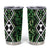 Green Aotearoa Tumbler Cup Taniko Motifs With Paua Shell Kowhaiwhai