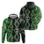 Green Aotearoa Zip Hoodie Taniko Motifs With Paua Shell Kowhaiwhai