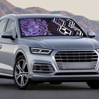 Purple Aotearoa Auto Sun Shade Taniko Motifs With Paua Shell Kowhaiwhai - Polynesian Pride