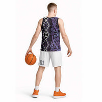 Purple Aotearoa Basketball Jersey Taniko Motifs With Paua Shell Kowhaiwhai LT14 - Polynesian Pride