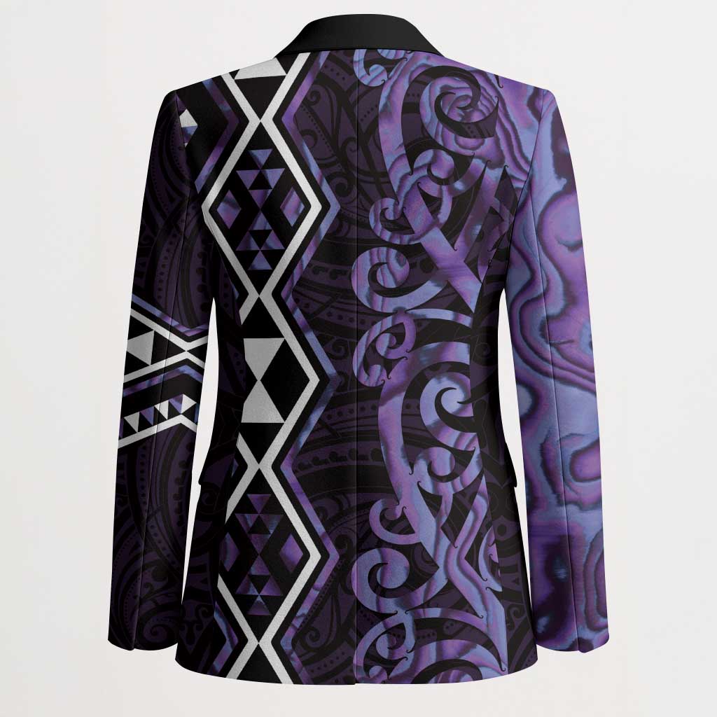 Purple Aotearoa Blazer Taniko Motifs With Paua Shell Kowhaiwhai - Polynesian Pride