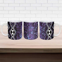 Purple Aotearoa Ceramic Mug Taniko Motifs With Paua Shell Kowhaiwhai - Polynesian Pride