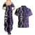 Purple Aotearoa Couples Matching Summer Maxi Dress and Hawaiian Shirt Taniko Motifs With Paua Shell Kowhaiwhai
