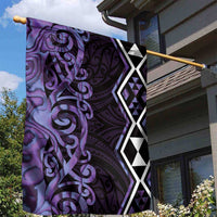 Purple Aotearoa Garden Flag Taniko Motifs With Paua Shell Kowhaiwhai
