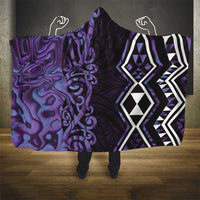 Purple Aotearoa Hooded Blanket Taniko Motifs With Paua Shell Kowhaiwhai