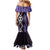 Purple Aotearoa Mermaid Dress Taniko Motifs With Paua Shell Kowhaiwhai