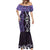 Purple Aotearoa Mermaid Dress Taniko Motifs With Paua Shell Kowhaiwhai