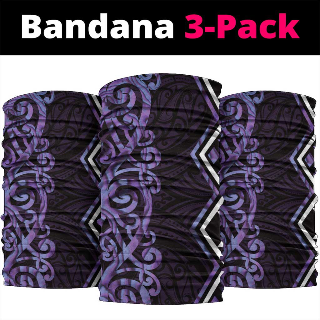 Purple Aotearoa Neck Gaiter Taniko Motifs With Paua Shell Kowhaiwhai LT14 package One Size: 25*50cm Purple - Polynesian Pride