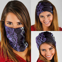 Purple Aotearoa Neck Gaiter Taniko Motifs With Paua Shell Kowhaiwhai LT14 - Polynesian Pride