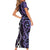 Purple Aotearoa Short Sleeve Bodycon Dress Taniko Motifs With Paua Shell Kowhaiwhai