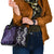 Purple Aotearoa Shoulder Handbag Taniko Motifs With Paua Shell Kowhaiwhai