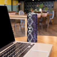 Purple Aotearoa Skinny Tumbler Taniko Motifs With Paua Shell Kowhaiwhai