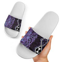 Purple Aotearoa Slide Sandals Taniko Motifs With Paua Shell Kowhaiwhai - Polynesian Pride