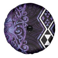 Purple Aotearoa Spare Tire Cover Taniko Motifs With Paua Shell Kowhaiwhai
