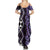 Purple Aotearoa Summer Maxi Dress Taniko Motifs With Paua Shell Kowhaiwhai