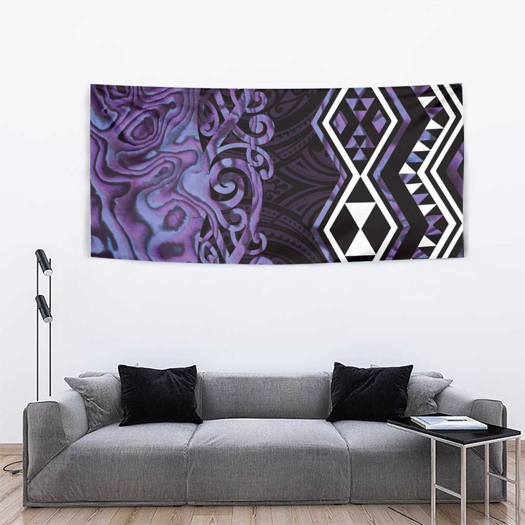 Purple Aotearoa Tapestry Taniko Motifs With Paua Shell Kowhaiwhai