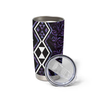 Purple Aotearoa Tumbler Cup Taniko Motifs With Paua Shell Kowhaiwhai
