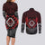 Aotearoa Kiwi Taniko Couples Matching Long Sleeve Bodycon Dress and Long Sleeve Button Shirt Silver Fern With Maori Koru Pattern