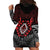 Aotearoa Kiwi Taniko Hoodie Dress Silver Fern With Maori Koru Pattern