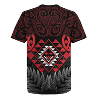 Aotearoa Kiwi Taniko Rugby Jersey Silver Fern With Maori Koru Pattern