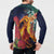 Hawaii Kilauea Big Islands Button Sweatshirt Pele Goddess With Tropical Flowers