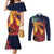 Hawaii Kilauea Big Islands Couples Matching Mermaid Dress and Long Sleeve Button Shirt Pele Goddess With Tropical Flowers