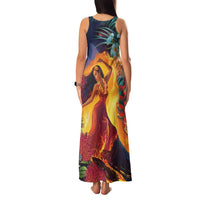 Hawaii Kilauea Big Islands Family Matching Tank Maxi Dress and Hawaiian Shirt Pele Goddess With Tropical Flowers