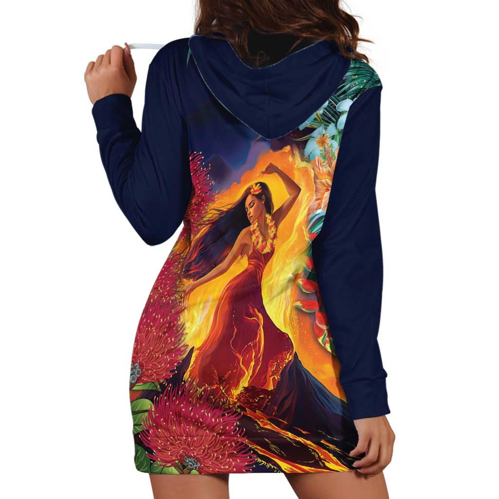 Hawaii Kilauea Big Islands Hoodie Dress Pele Goddess With Tropical Flowers