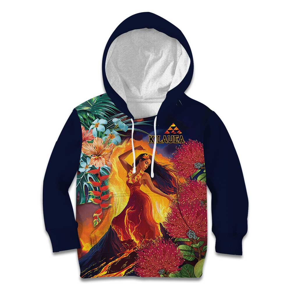 Hawaii Kilauea Big Islands Kid Hoodie Pele Goddess With Tropical Flowers