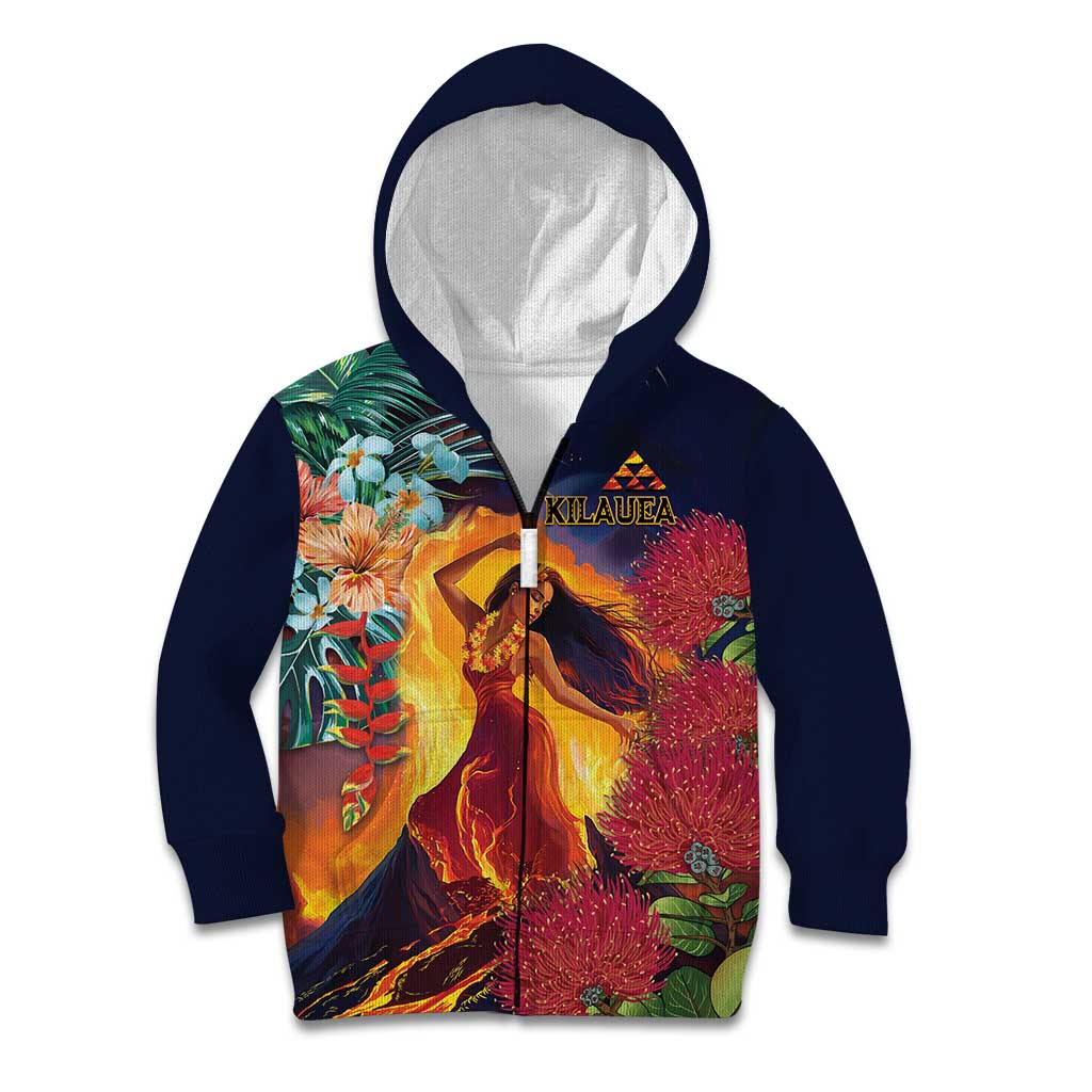 Hawaii Kilauea Big Islands Kid Hoodie Pele Goddess With Tropical Flowers