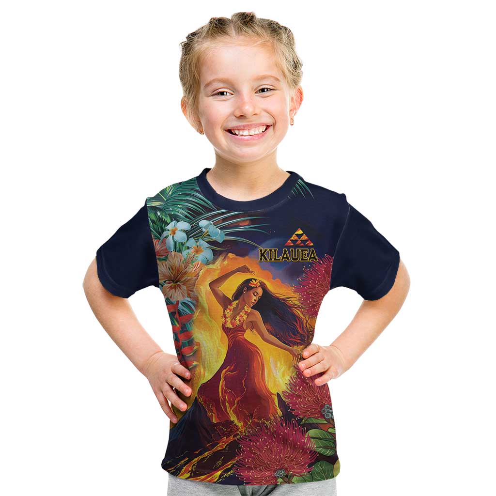 Hawaii Kilauea Big Islands Kid T Shirt Pele Goddess With Tropical Flowers