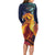 Hawaii Kilauea Big Islands Long Sleeve Bodycon Dress Pele Goddess With Tropical Flowers