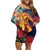 Hawaii Kilauea Big Islands Off Shoulder Short Dress Pele Goddess With Tropical Flowers