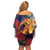 Hawaii Kilauea Big Islands Off Shoulder Short Dress Pele Goddess With Tropical Flowers