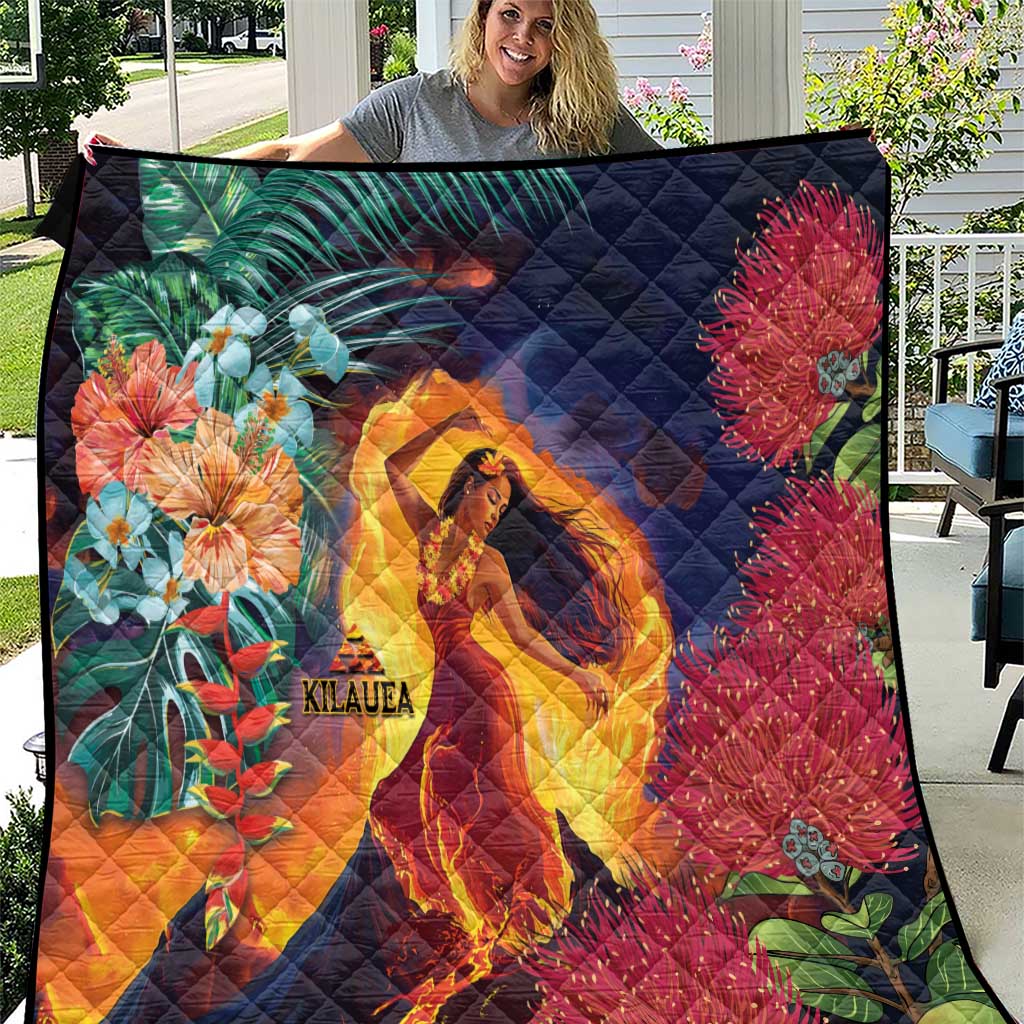 Hawaii Kilauea Big Islands Quilt Pele Goddess With Tropical Flowers