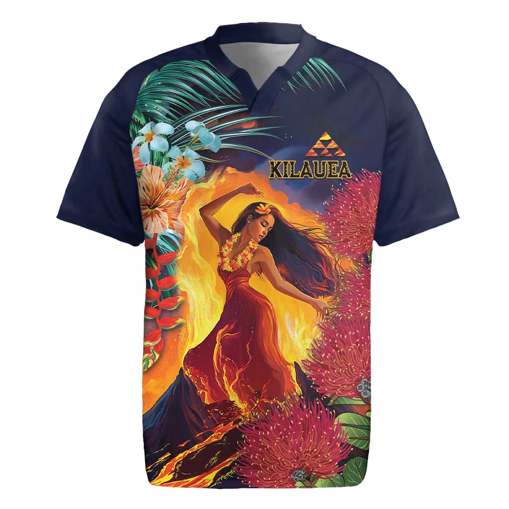 Hawaii Kilauea Big Islands Rugby Jersey Pele Goddess With Tropical Flowers