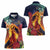 Hawaii Kilauea Big Islands Women Polo Shirt Pele Goddess With Tropical Flowers