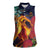 Hawaii Kilauea Big Islands Women Sleeveless Polo Shirt Pele Goddess With Tropical Flowers