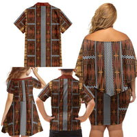 Malo e Lelei Tonga Family Matching Off Shoulder Short Dress and Hawaiian Shirt Tongan Ngatu Tapa Cloth LT14 - Polynesian Pride