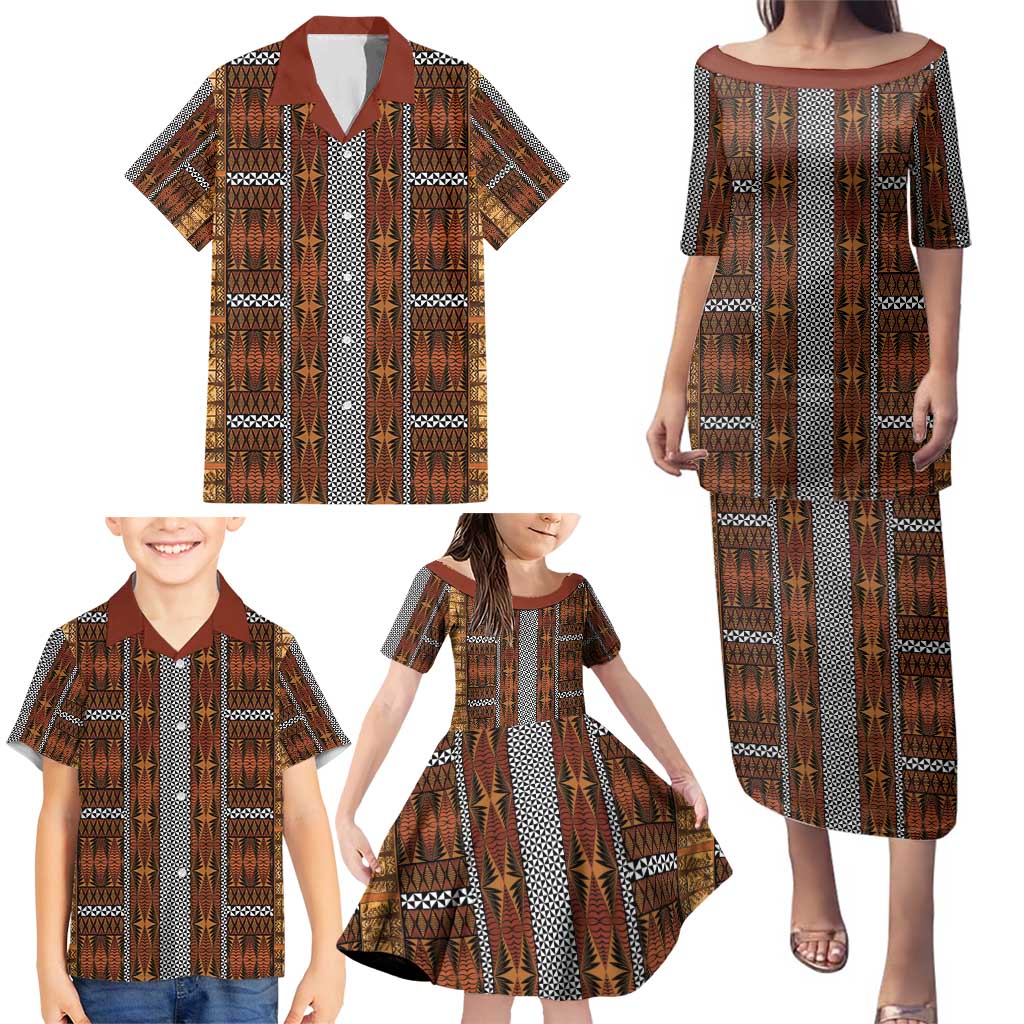Malo e Lelei Tonga Family Matching Puletasi and Hawaiian Shirt Tongan Ngatu Tapa Cloth LT14 - Polynesian Pride