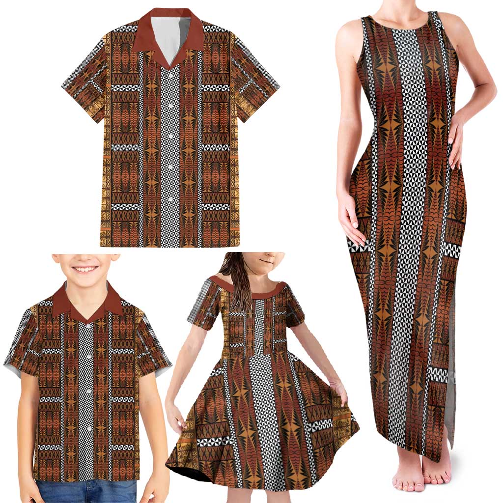Malo e Lelei Tonga Family Matching Tank Maxi Dress and Hawaiian Shirt Tongan Ngatu Tapa Cloth LT14 - Polynesian Pride