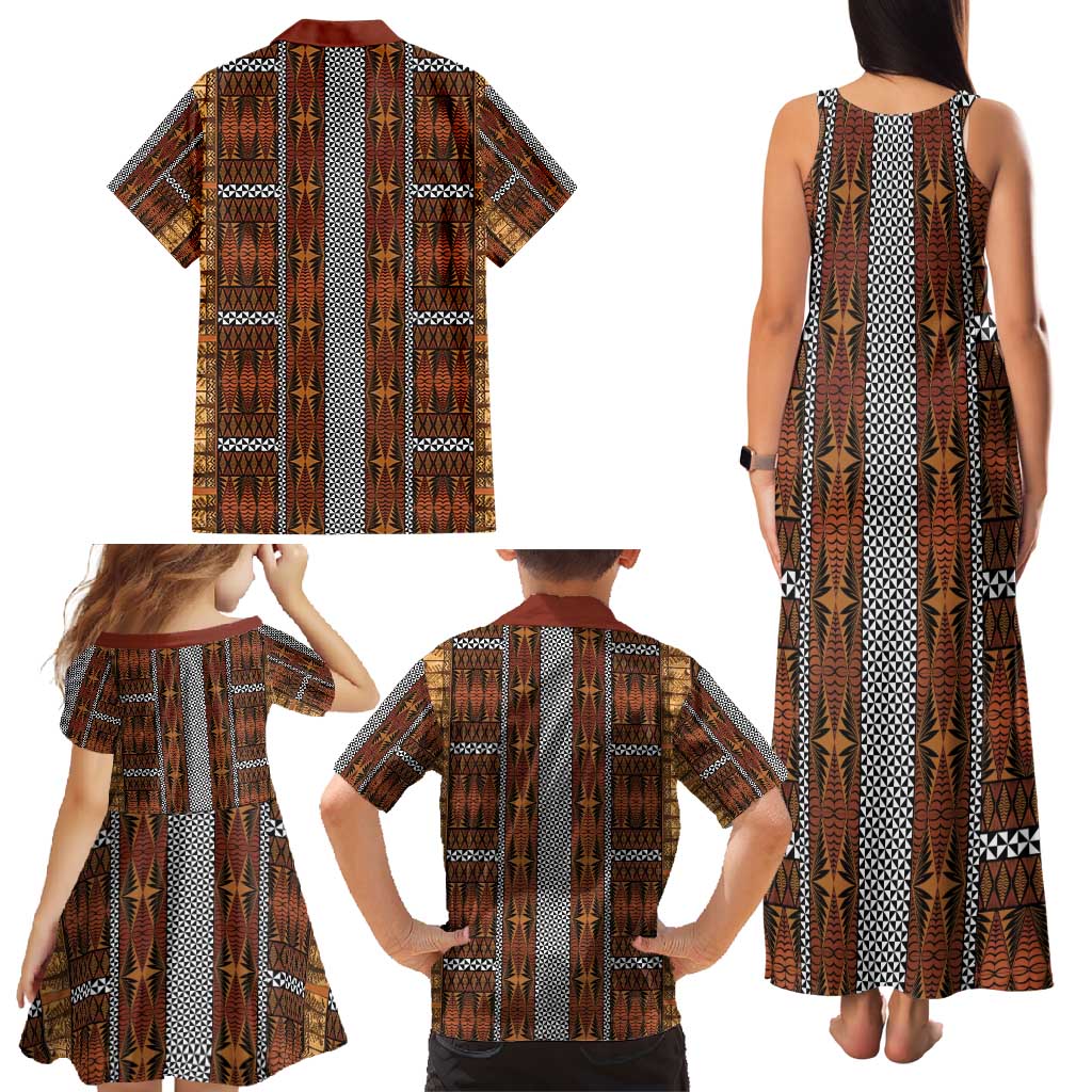 Malo e Lelei Tonga Family Matching Tank Maxi Dress and Hawaiian Shirt Tongan Ngatu Tapa Cloth LT14 - Polynesian Pride