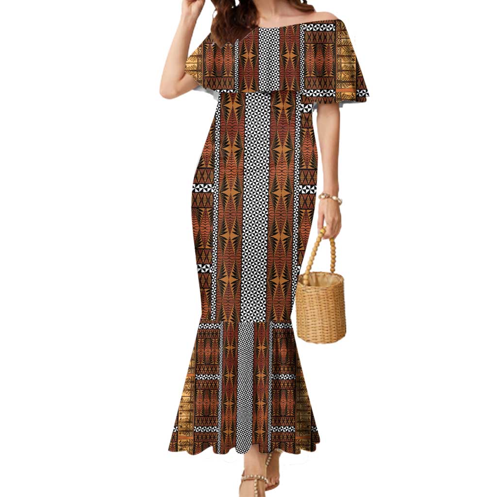 Malo e Lelei Tonga Mermaid Dress Tongan Ngatu Tapa Cloth - Polynesian Pride