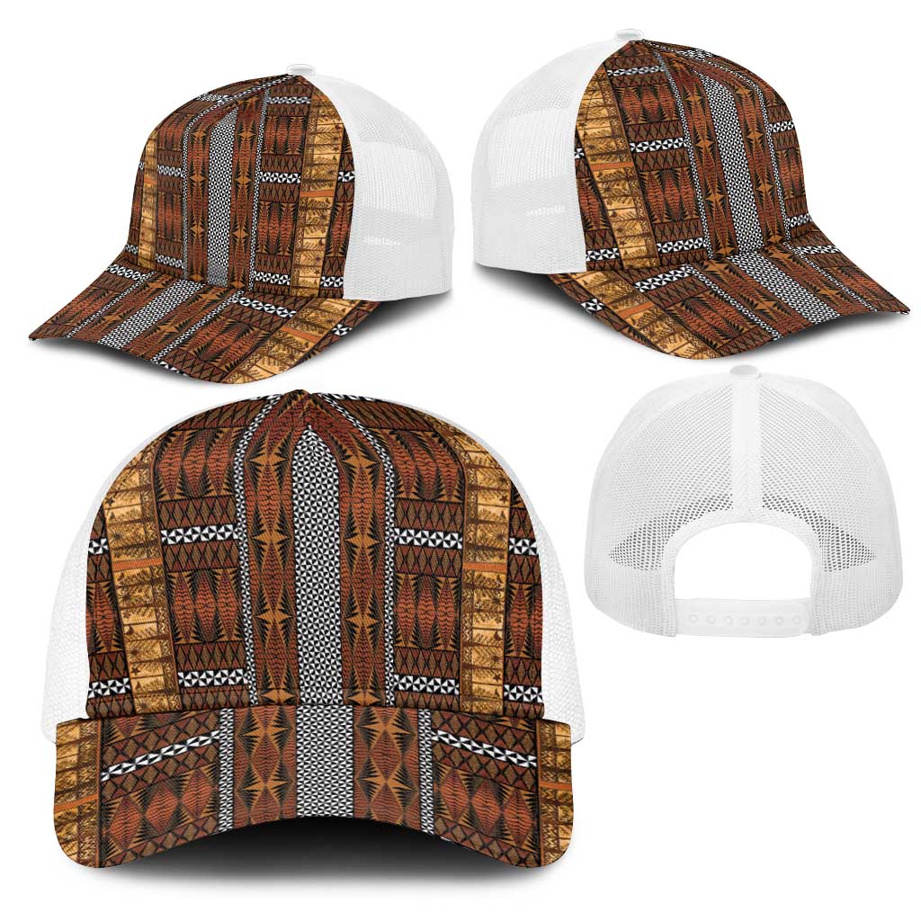 Malo e Lelei Tonga Mesh Trucker Cap Tongan Ngatu Tapa Cloth - Polynesian Pride