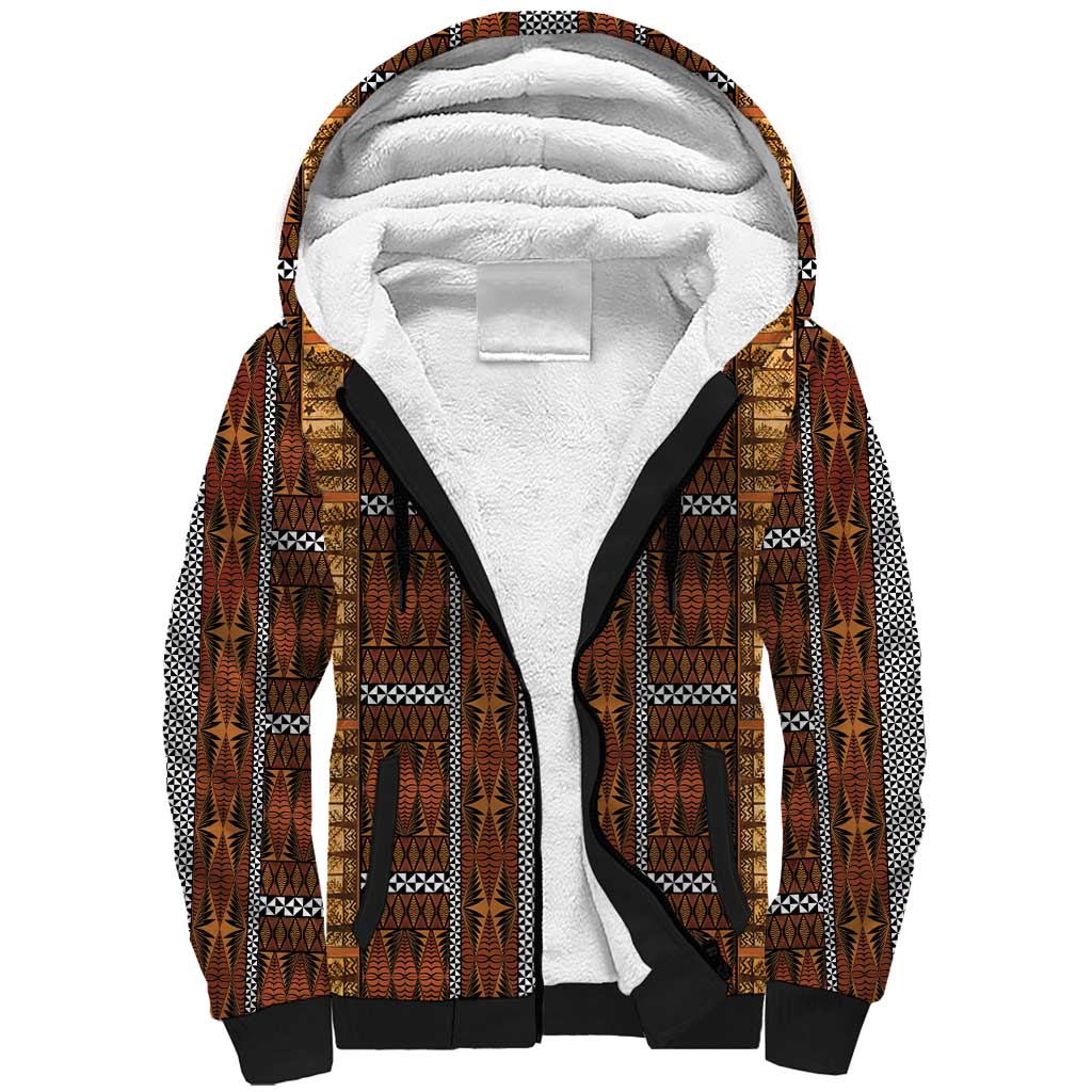 Malo e Lelei Tonga Sherpa Hoodie Tongan Ngatu Tapa Cloth - Polynesian Pride