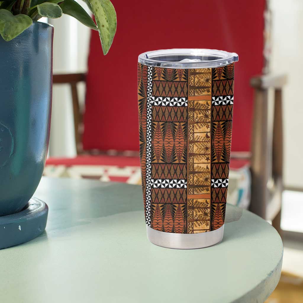 Malo e Lelei Tonga Tumbler Cup Tongan Ngatu Tapa Cloth - Polynesian Pride